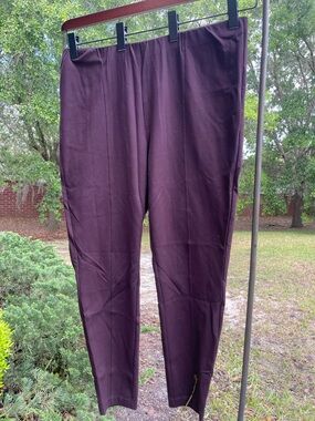 J Jill Women’s Stretch Tapered Pants in Deep Plum - Classic Comfort